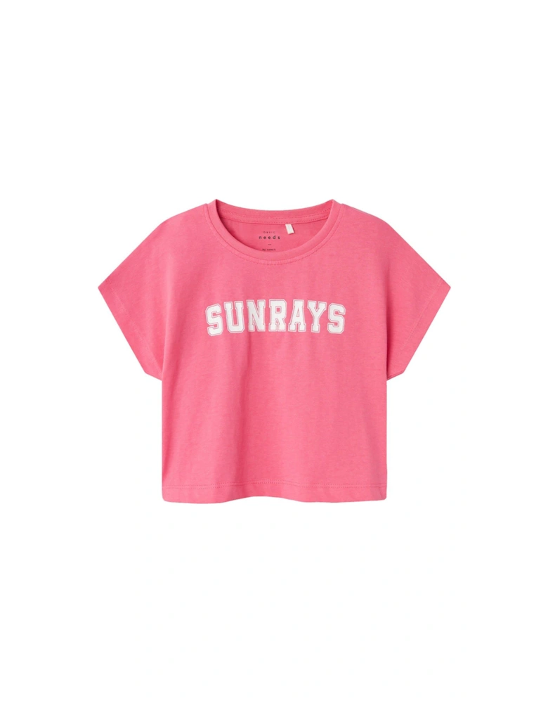 Girls Sunrays Cropped Short Sleeve Tshirt - Camelia Rose