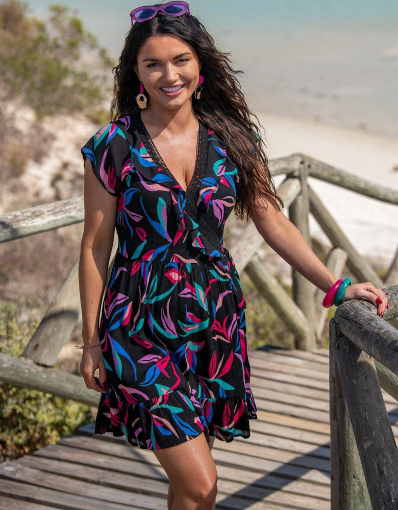 Pour Moi LENZING? ECOVERO? Viscose Crinkle Frill Wrap Beach Dress