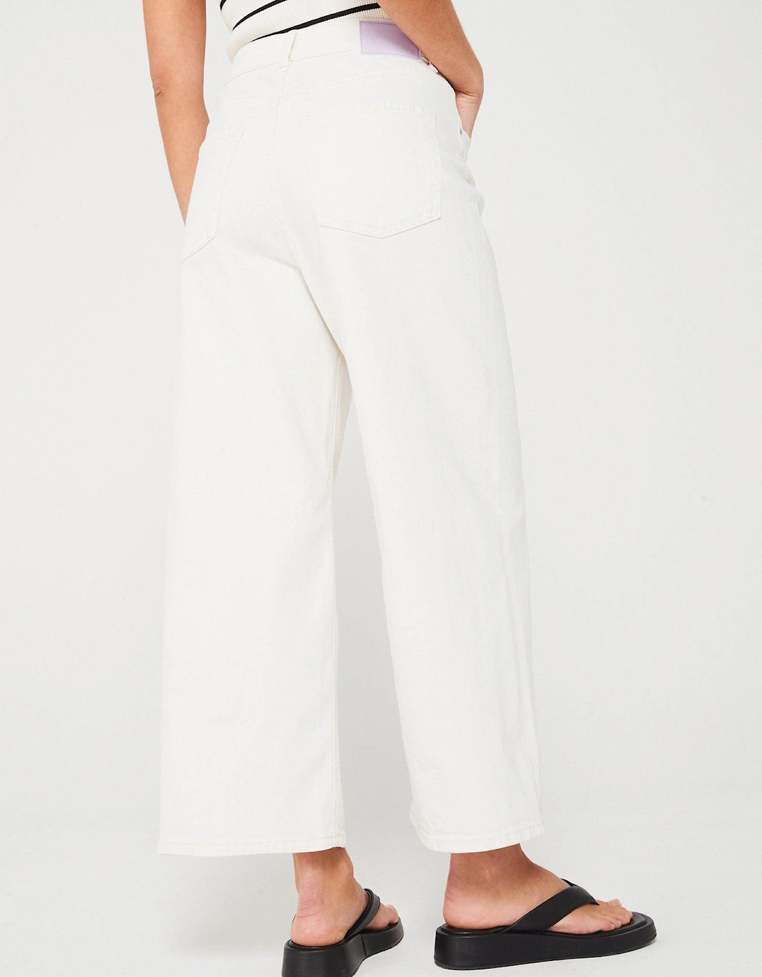 Wide Leg Culotte Jeans - White Denim