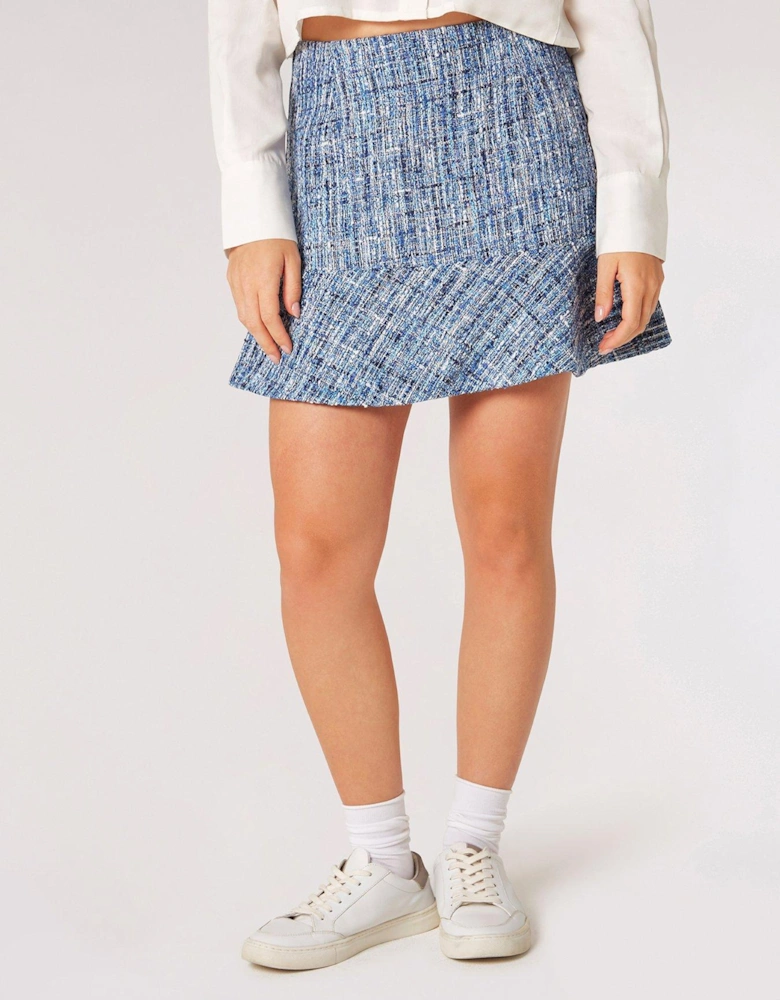 Textured Tweed Ruffle Skirt