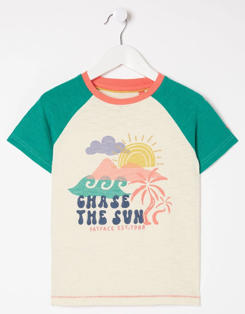 Girls Chase The Sun Short Sleeve Tshirt - Nat White