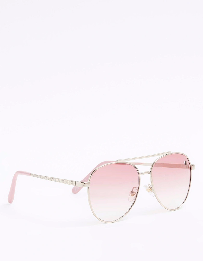 Girls Heart Aviator Sunglasses - Pink