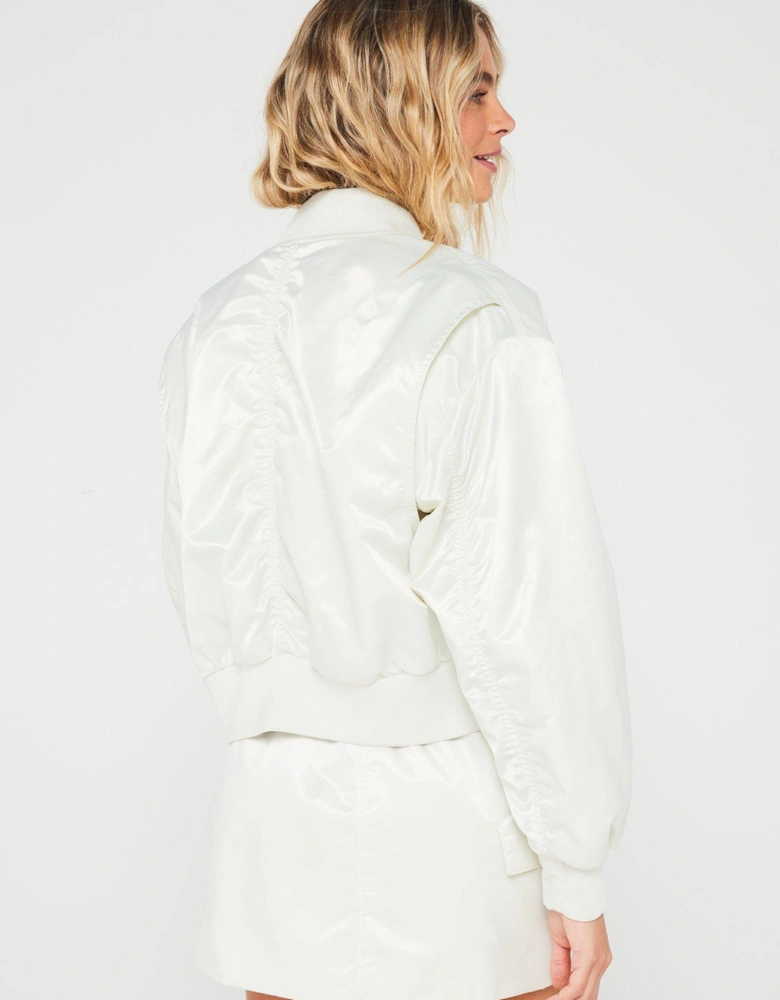 Zipped Lightweight Bomber Jacket - White