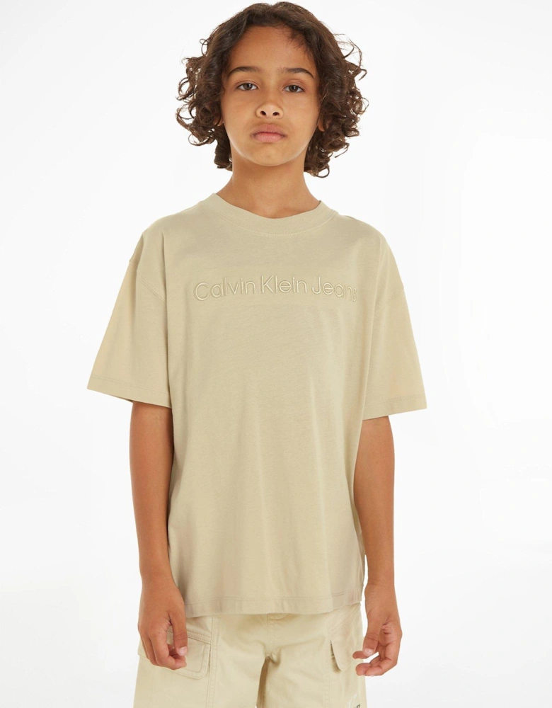 Boys Embroidered Logo Short Sleeve T-shirt - Green Haze