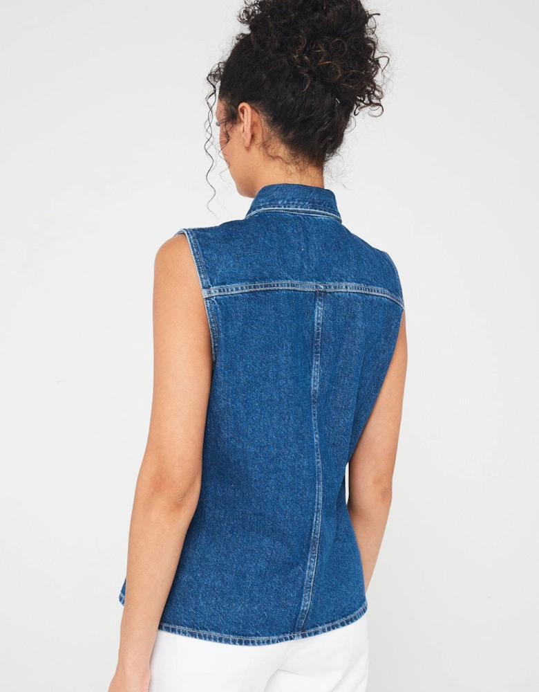 Jeans Sleeveless Denim Vest - Blue