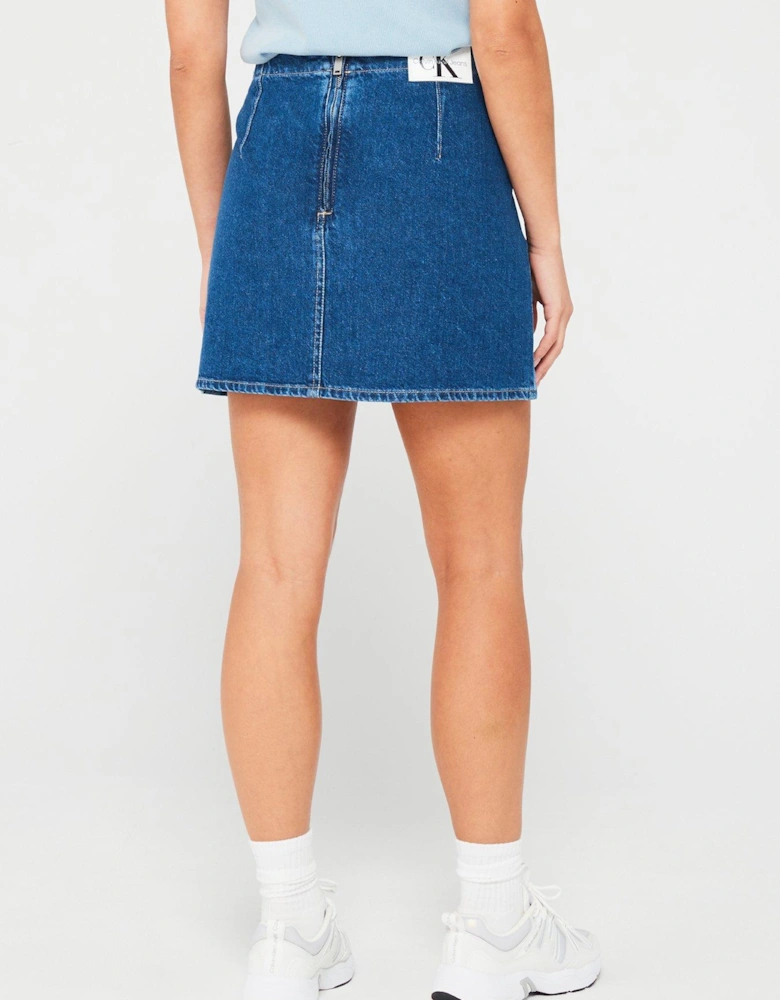 Jeans Denim A-line Mini Skirt - Blue