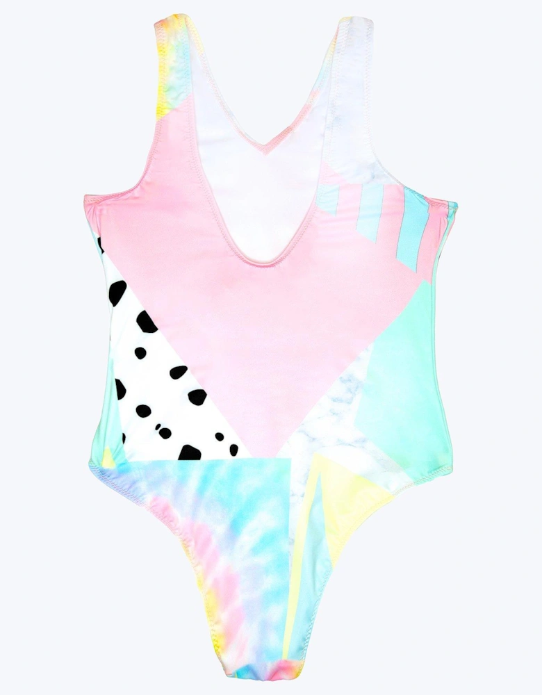 Girls Multi Pastel Collage Swimsuit