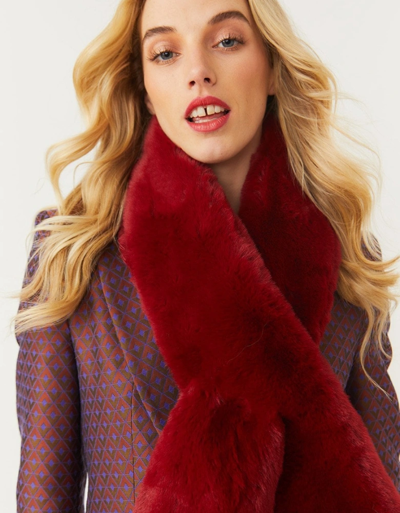 Red Faux Fur Keyhole Scarf