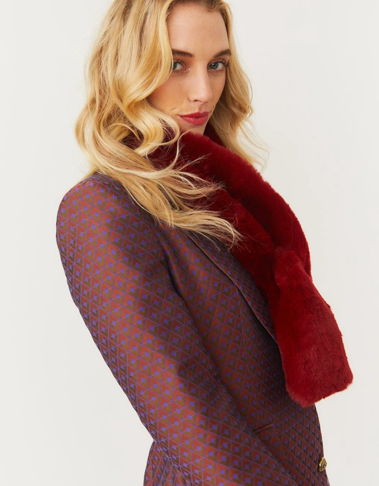 Red Faux Fur Keyhole Scarf