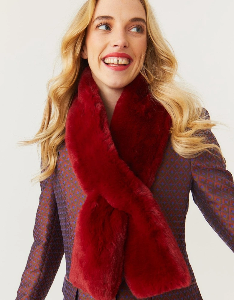 Red Faux Fur Keyhole Scarf