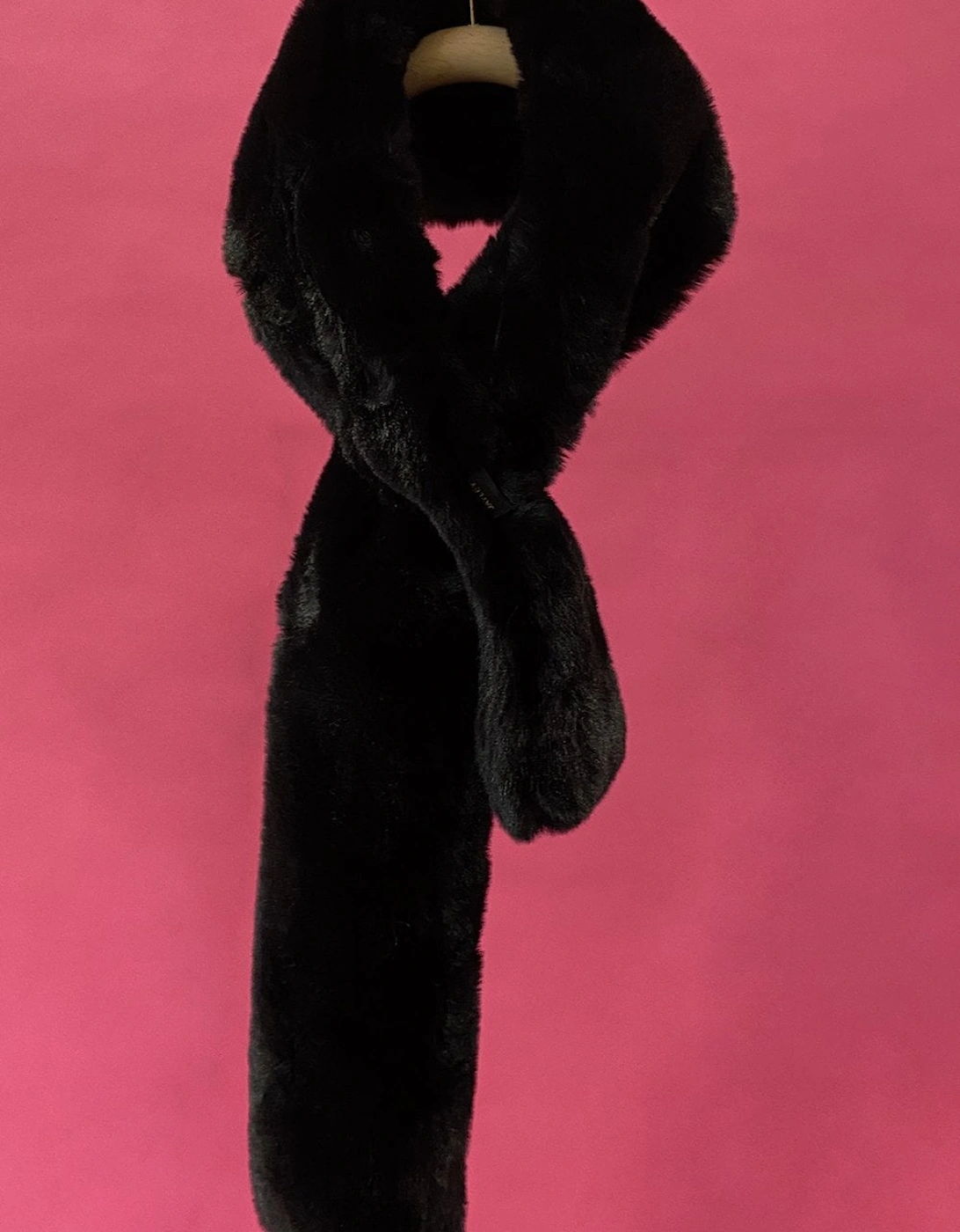 Black Faux Fur Keyhole Scarf, 2 of 1