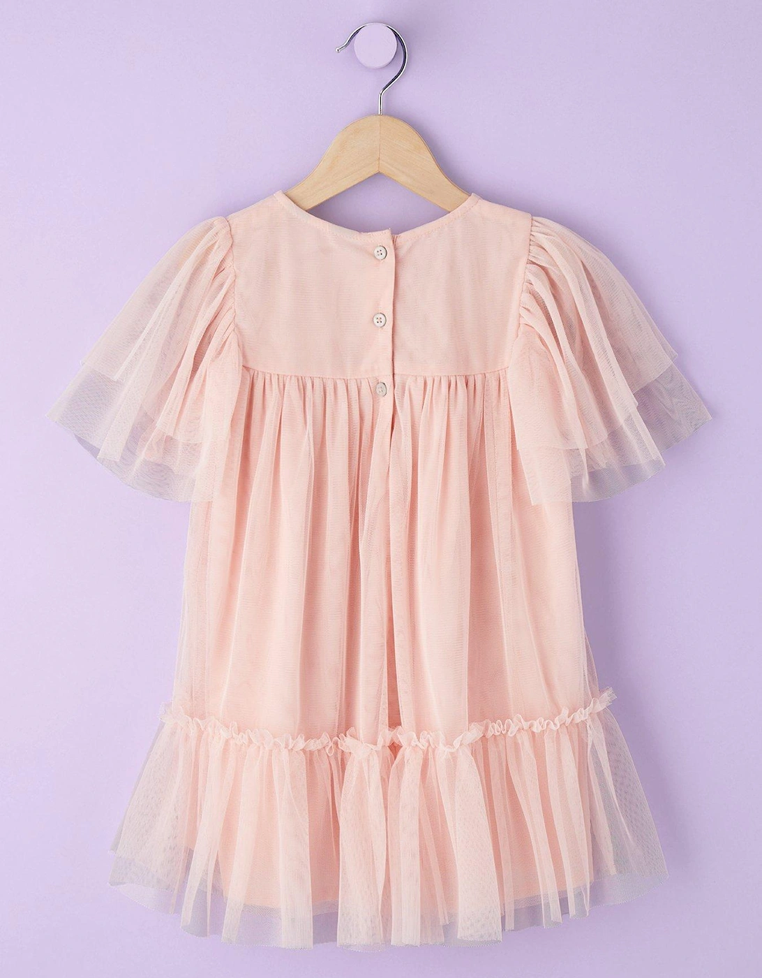 Embroidered Mesh Dress - Pink