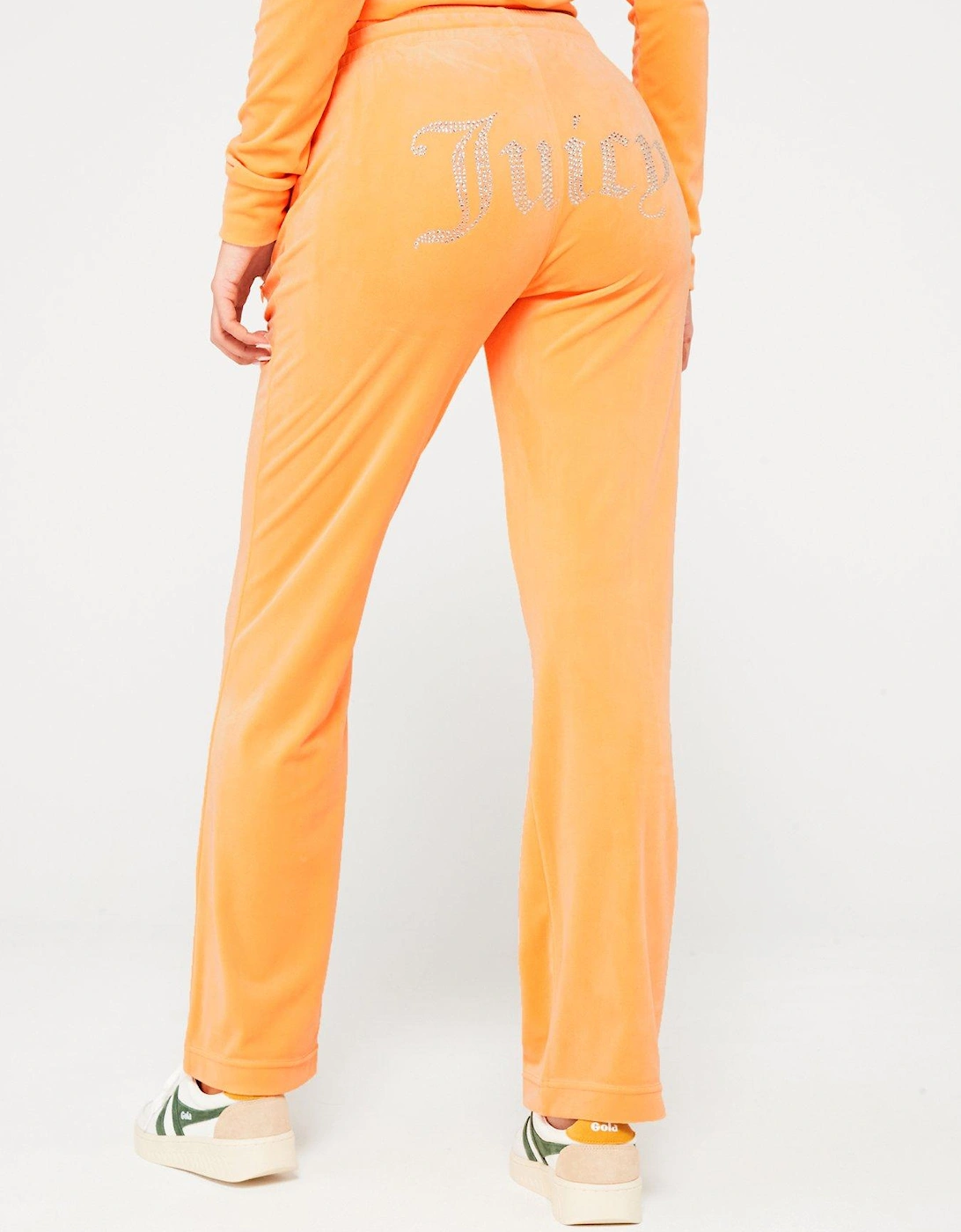 Tina Classic Velour Track Pant With Juicy Diamante Logo - Papaya