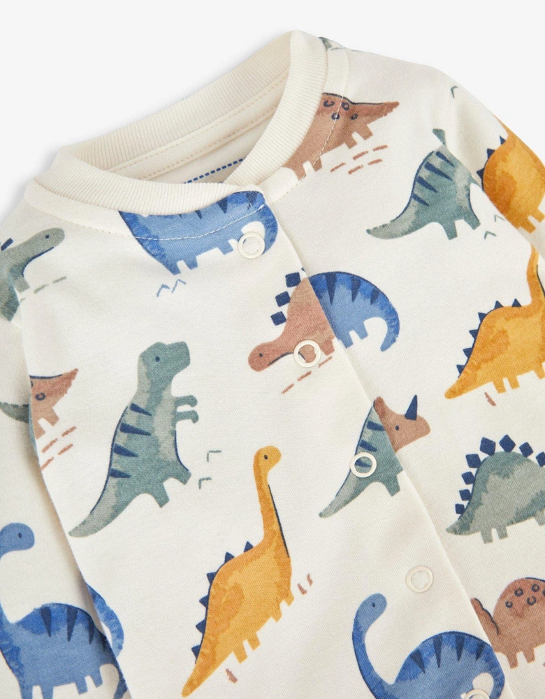 Boys Dinosaur Print Sleepsuit - Cream