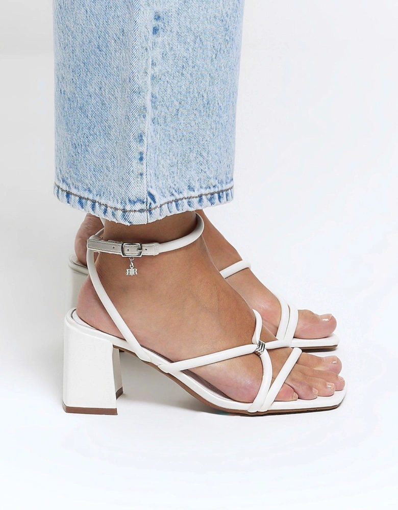 Wide Fit Tubular Heeled Sandal - White