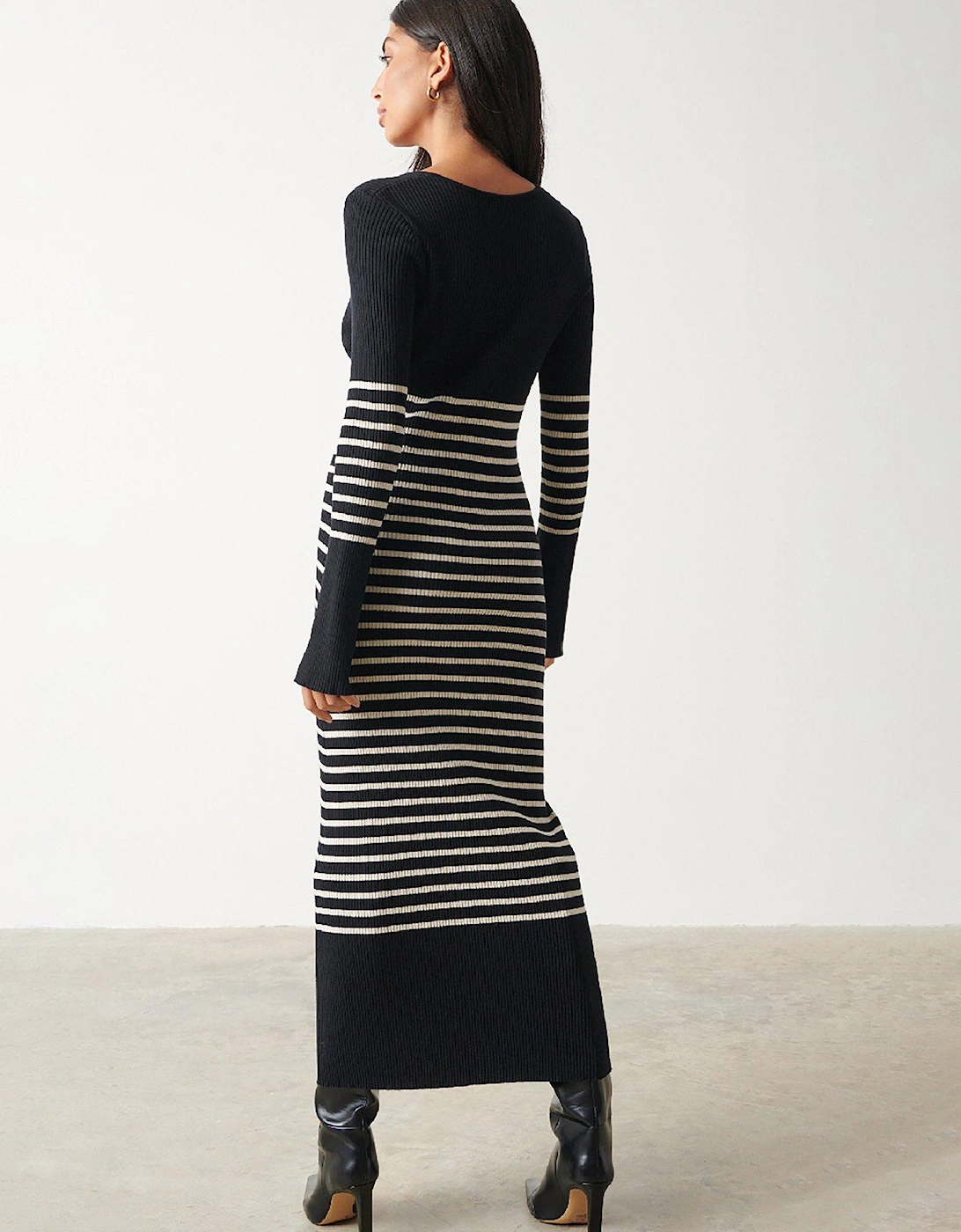 Vanessa Striped Knit Dress - Black
