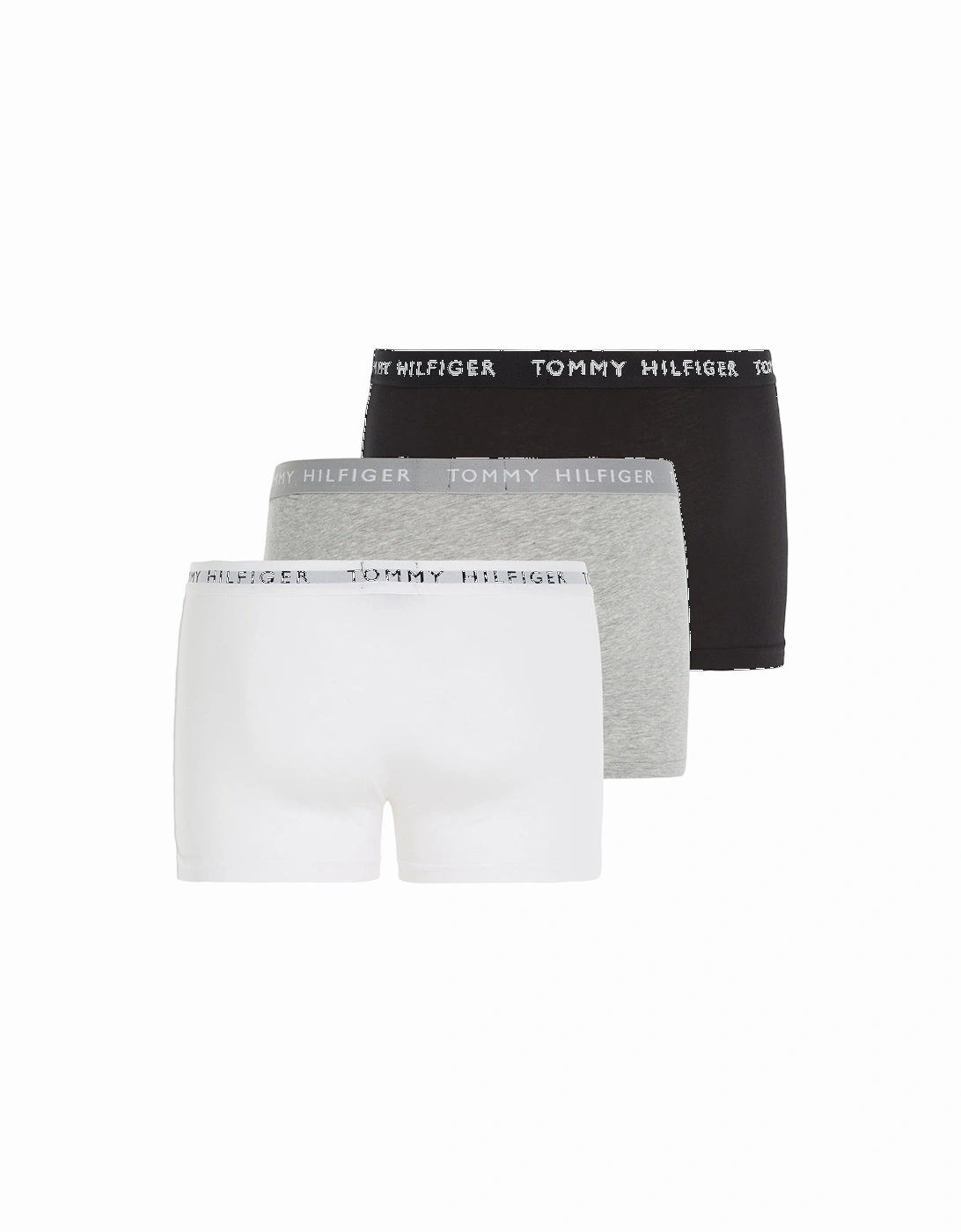 3-Pack Recycled Essentials Stretch Boxer Trunks, Black/White/Grey