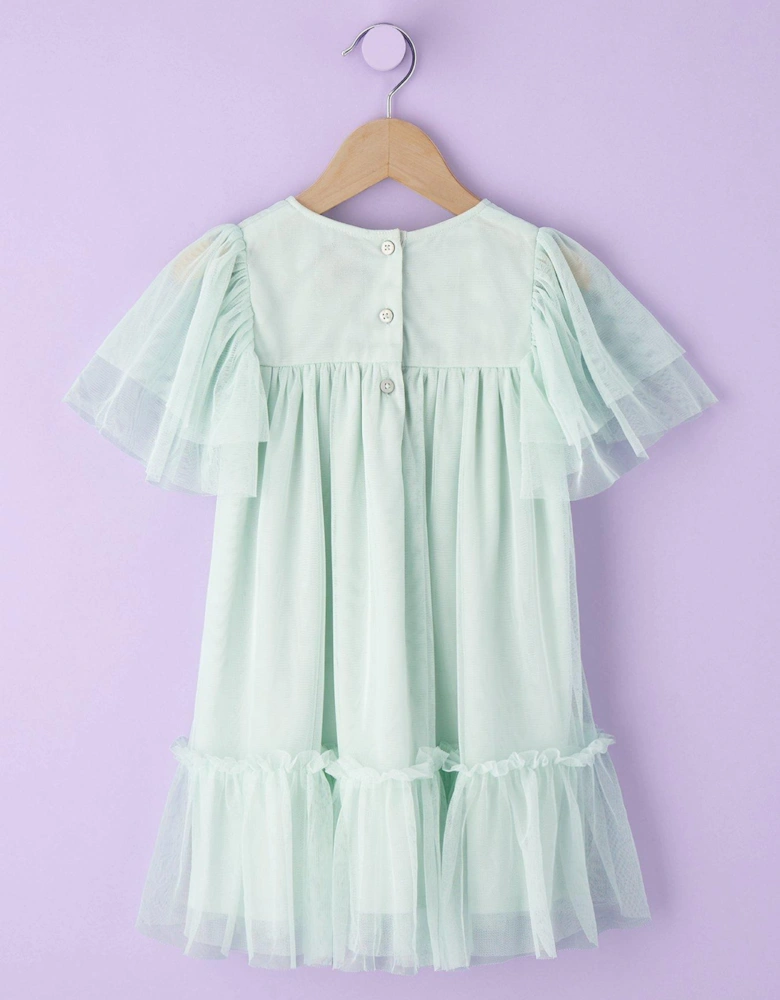 Embroidered Mesh Dress - Mint Green