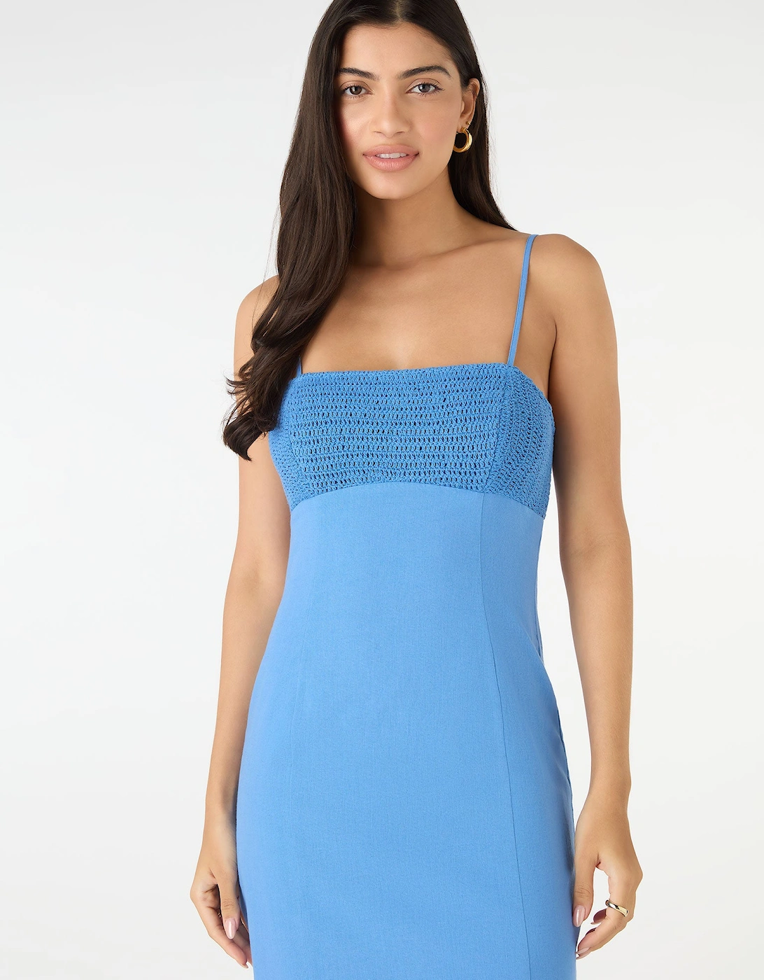 Clements Crochet Midi Dress in Blue