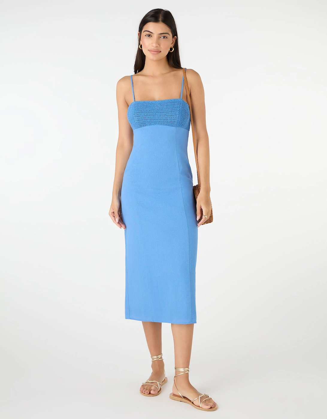 Clements Crochet Midi Dress in Blue