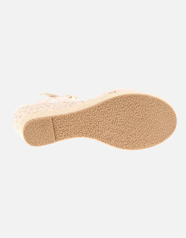 Womens Sandals Wedge Maraya Buckle beige UK Size