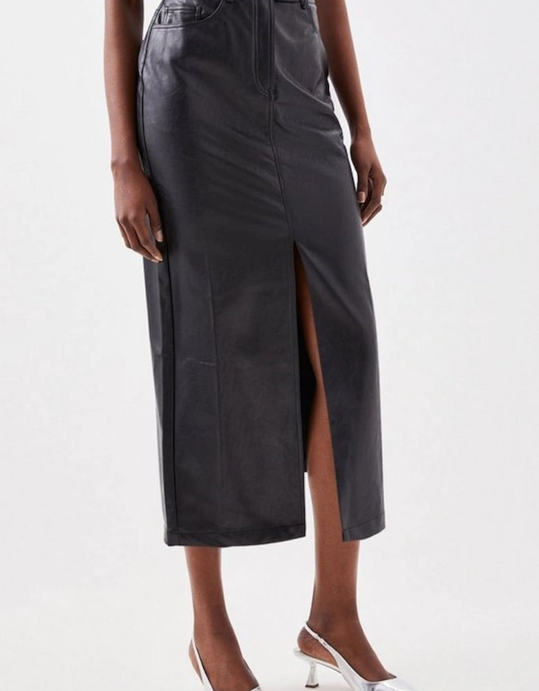 Faux Leather Pencil Midaxi Skirt