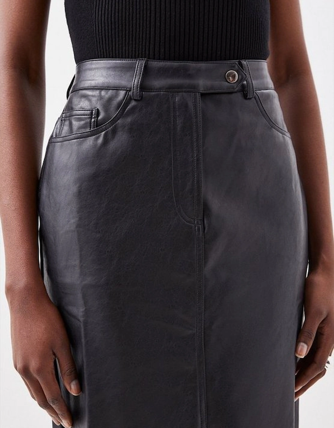 Faux Leather Pencil Midaxi Skirt