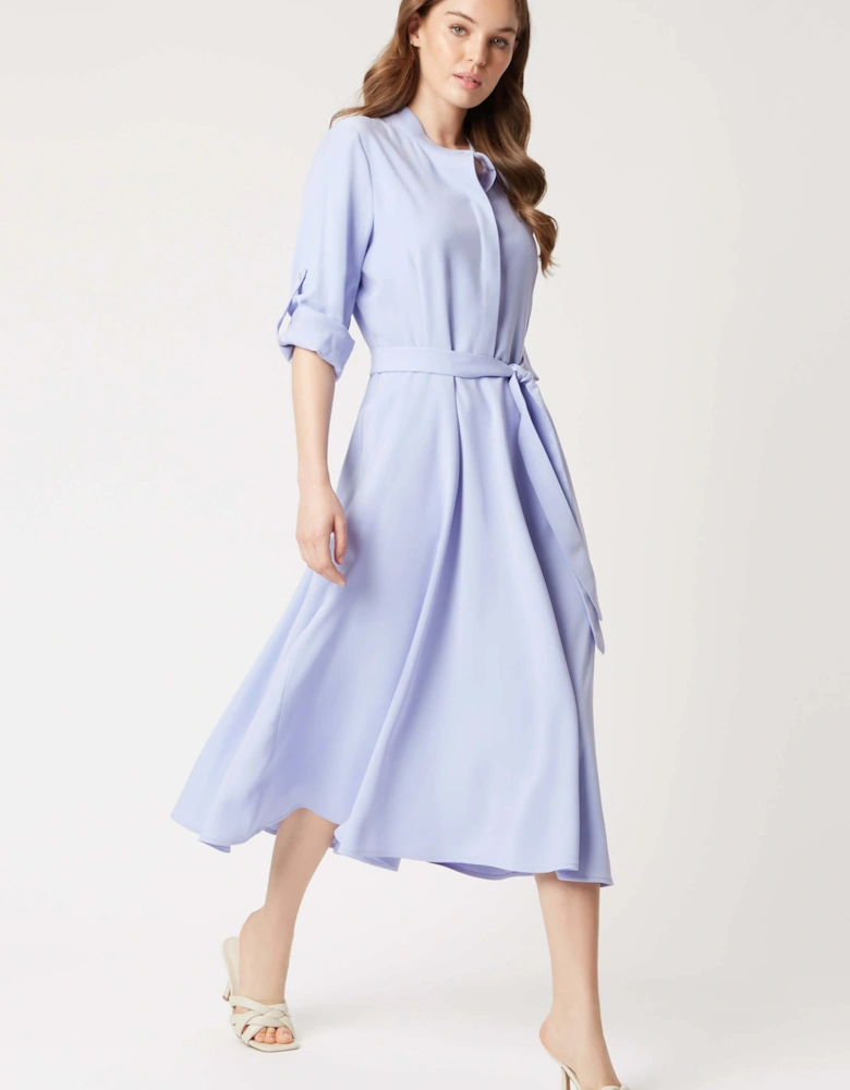 Roll Sleeve Midi Dress Lilac