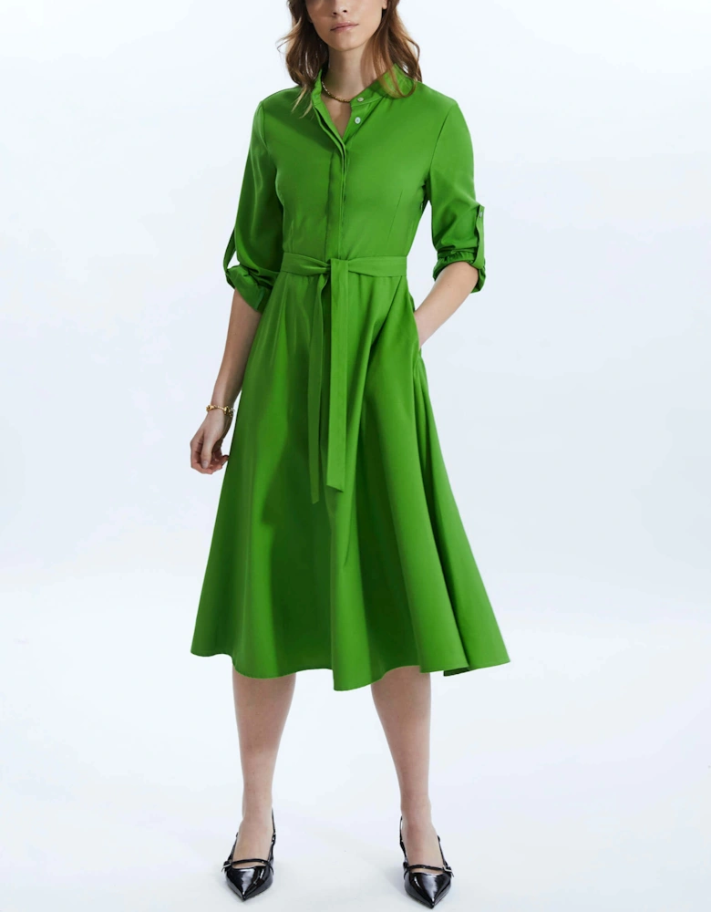 Roll Sleeve Midi Dress Green