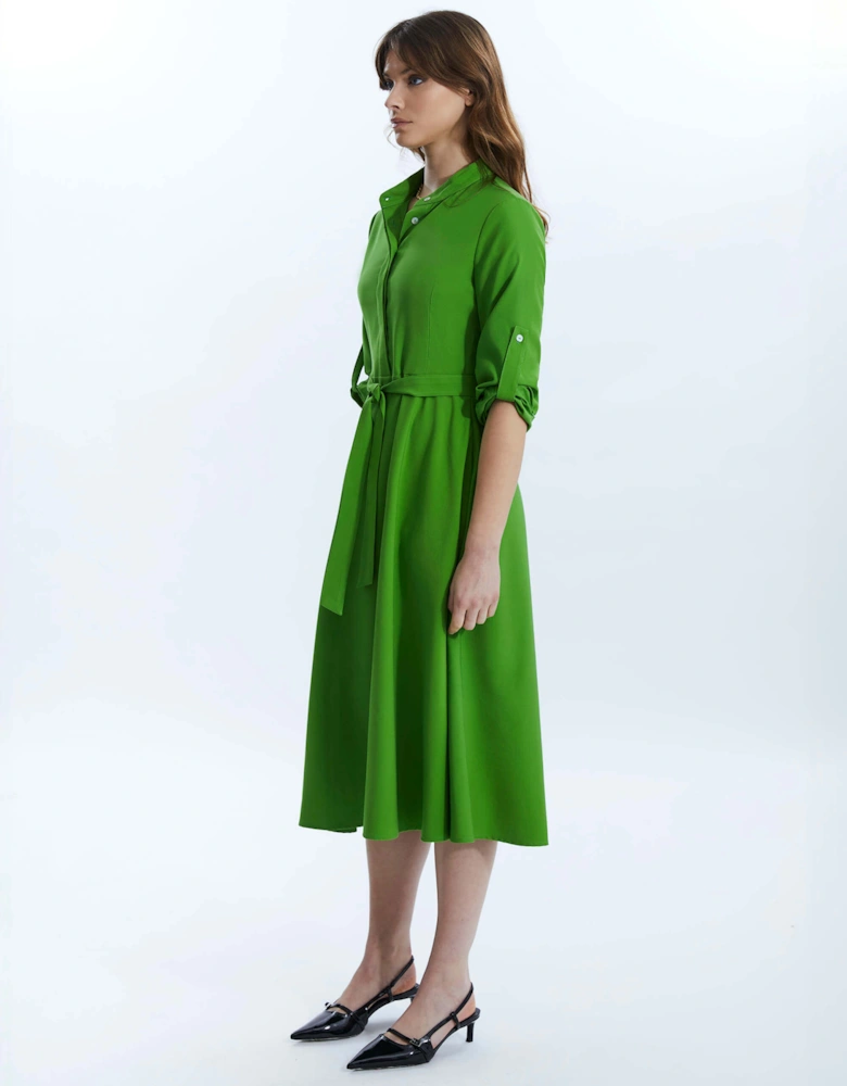 Roll Sleeve Midi Dress Green