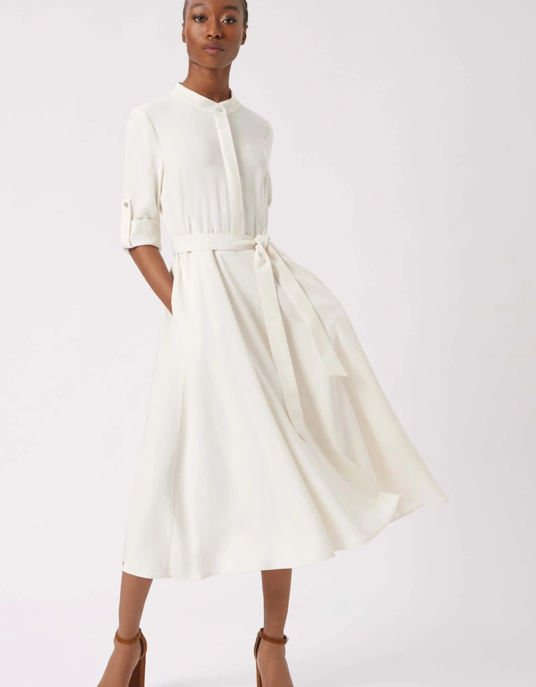 Roll Sleeve Midi Dress Cream