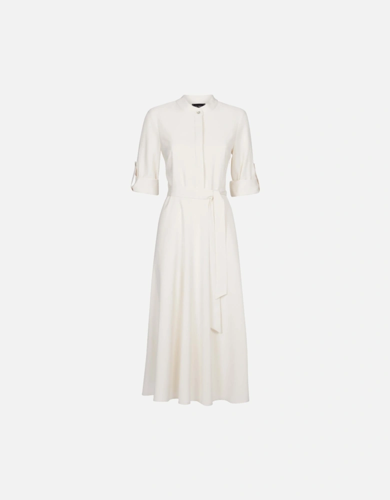 Roll Sleeve Midi Dress Cream