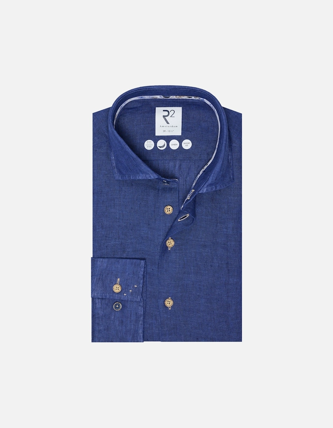 Men's Long Sleeved Linen Shirt Cobalt - Size: 40