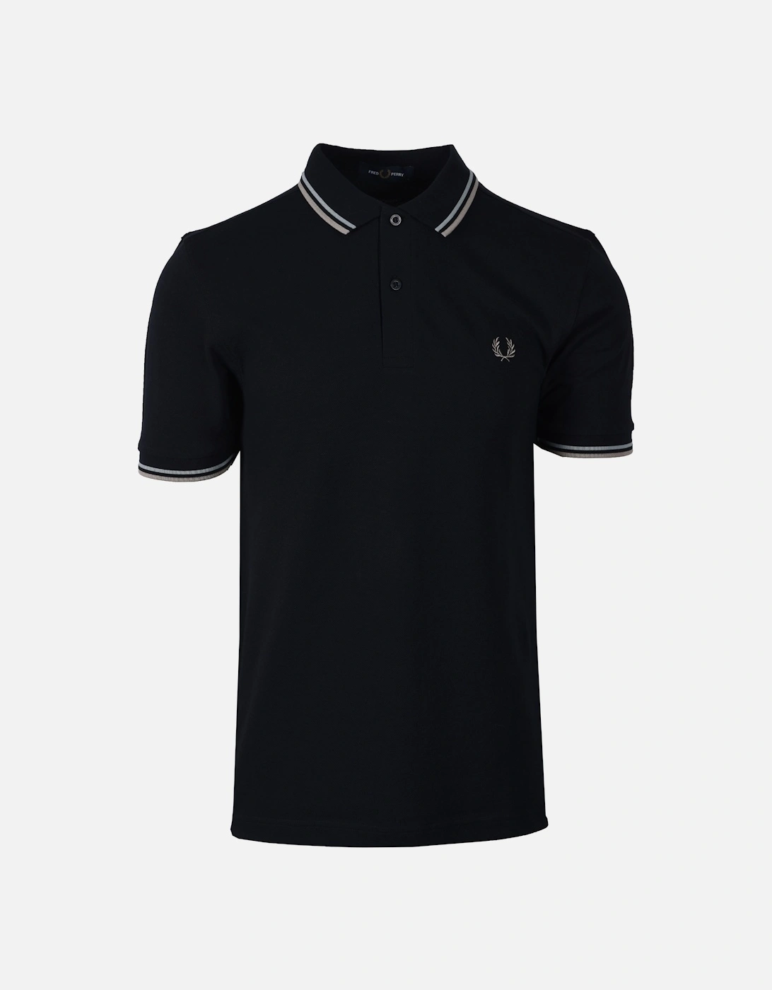 Twin Tipped Polo Shirt Navy/Silver Blue/Warm Grey, 4 of 3