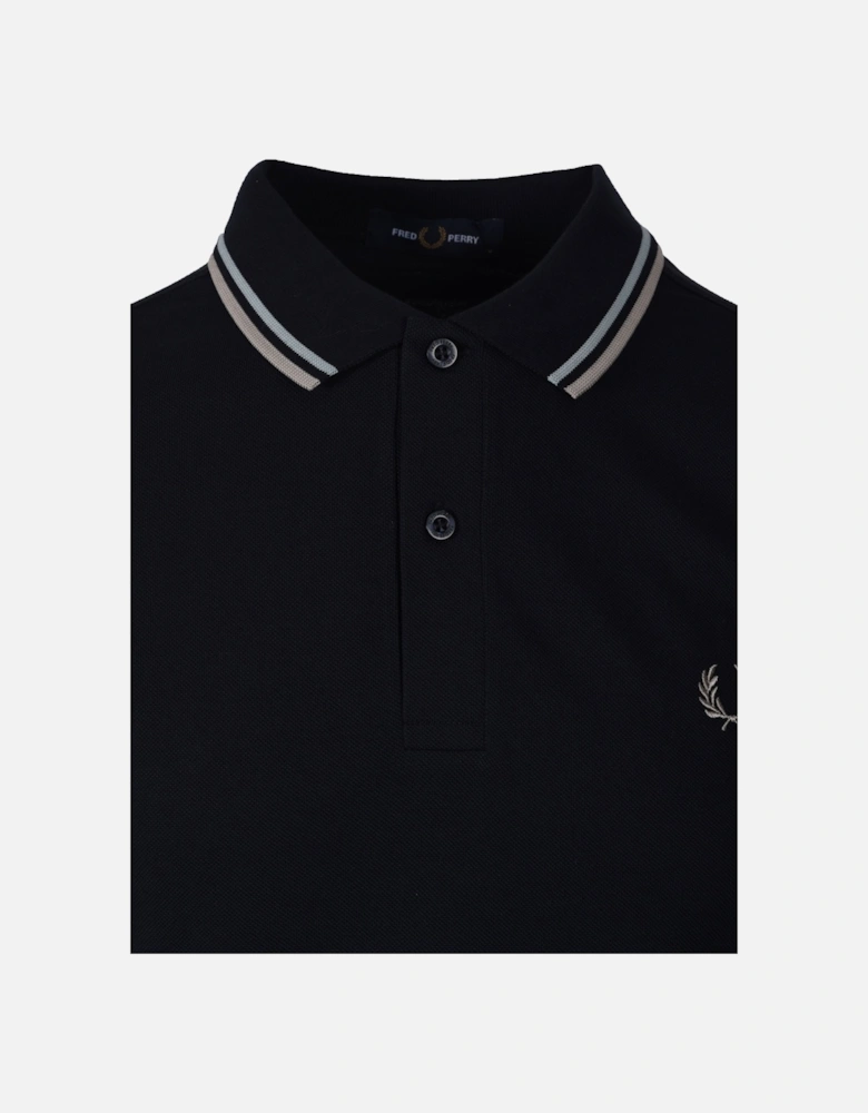 Twin Tipped Polo Shirt Navy/Silver Blue/Warm Grey