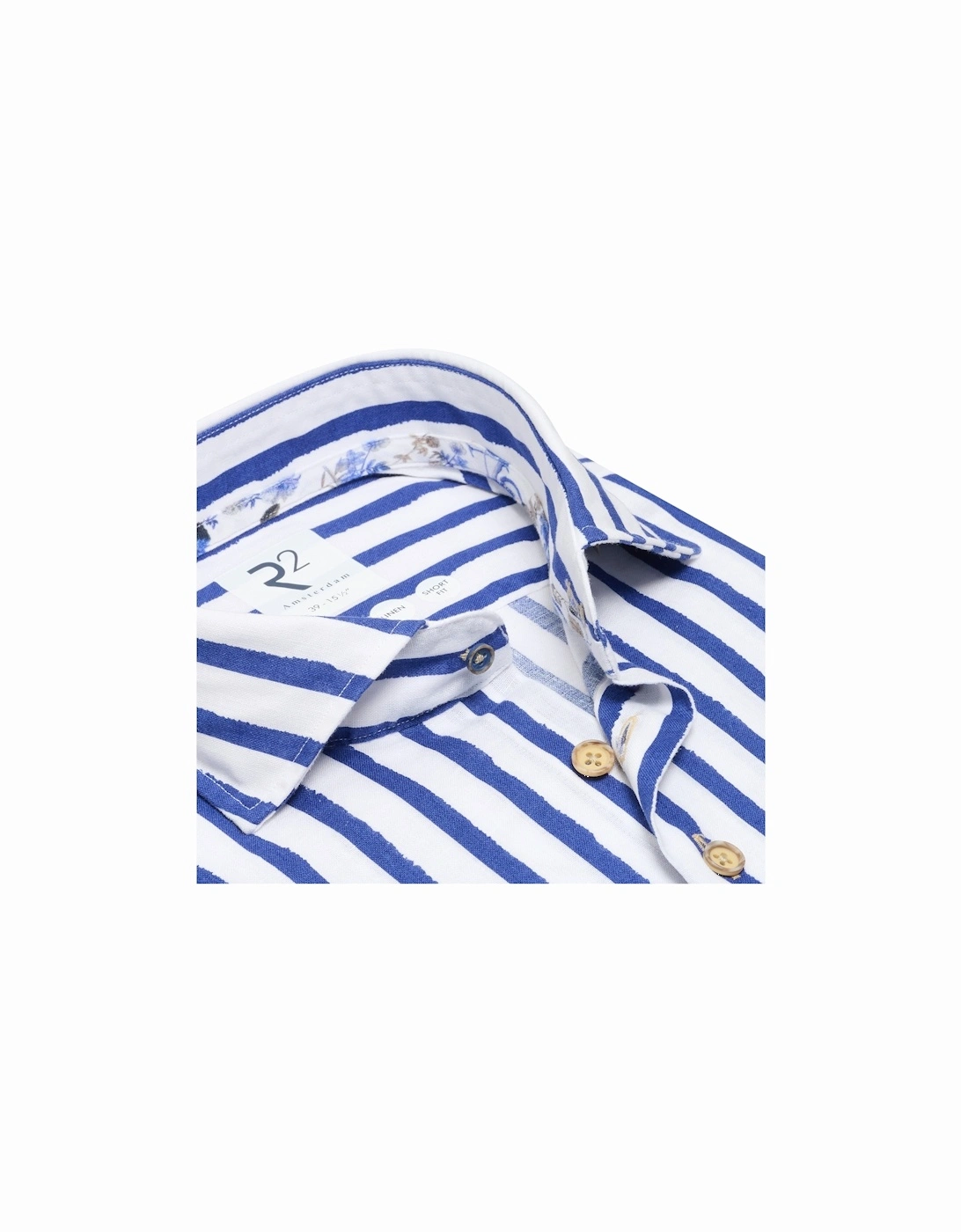 Long Sleeved Linen Shirt Blue & White Stripe
