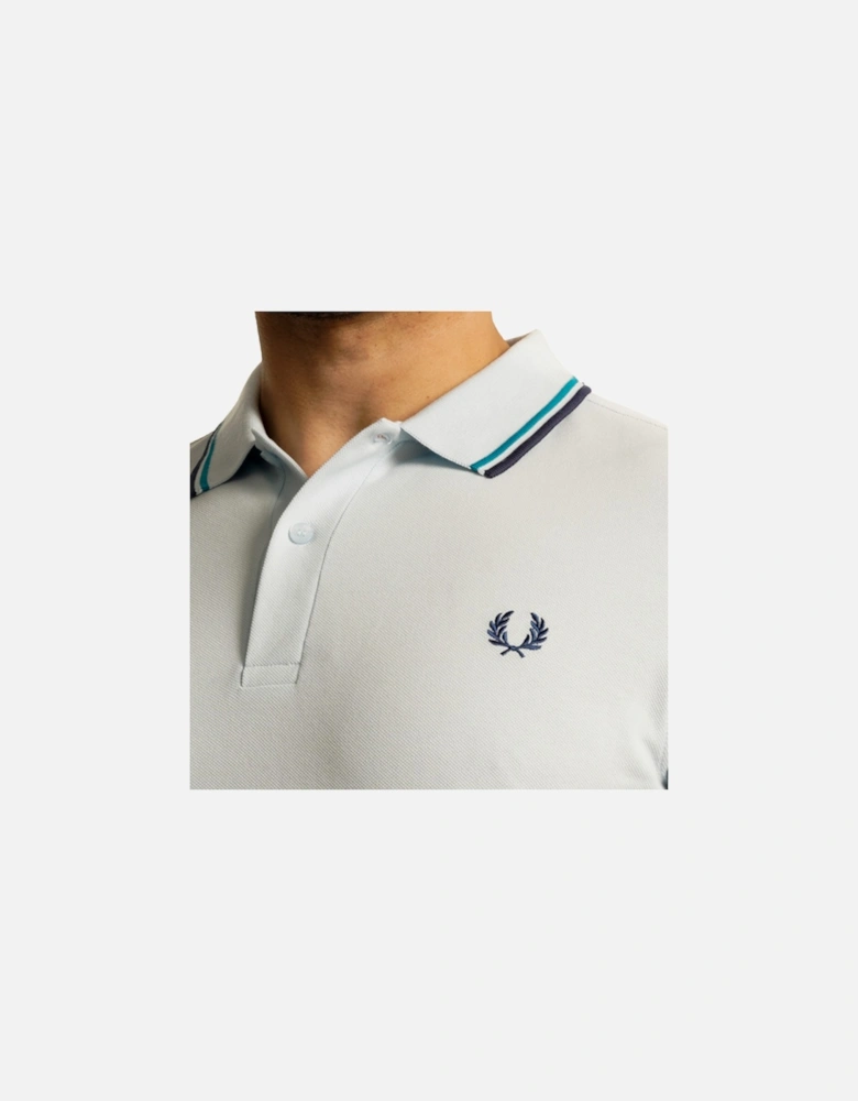 Mens Twin Tipped Collar Polo Shirt (Light Blue)