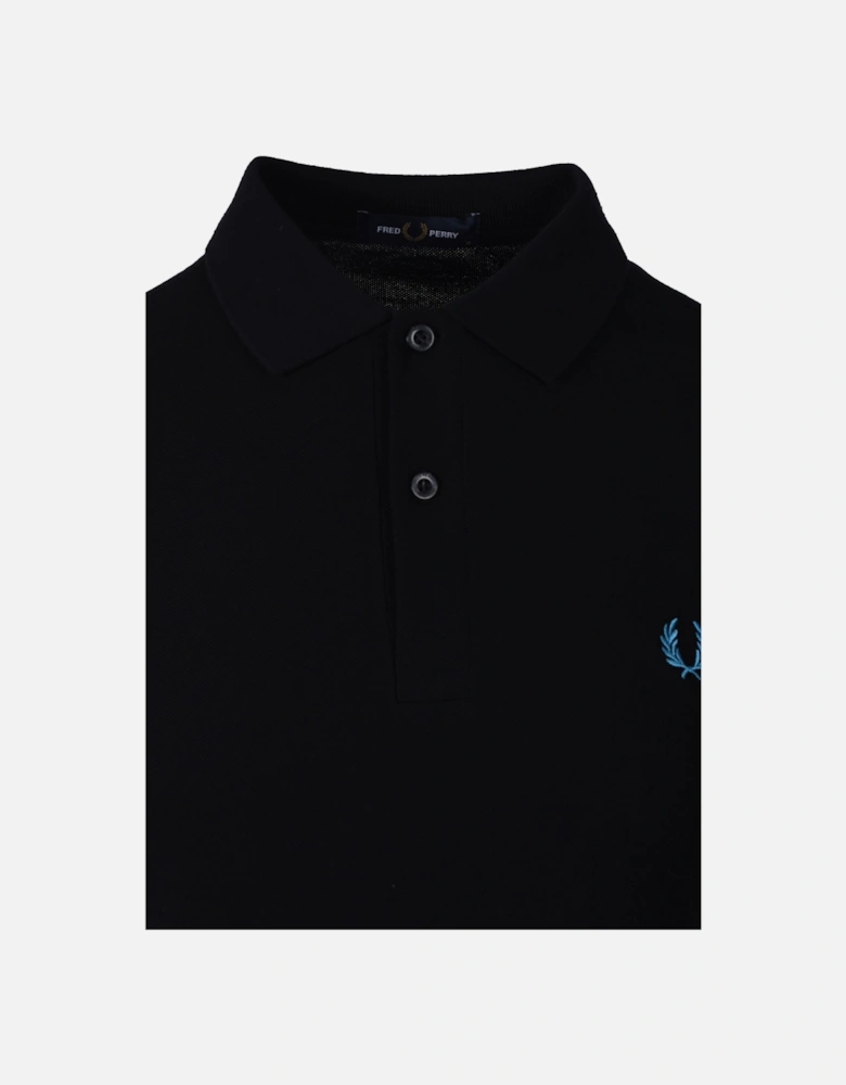 Plain Polo Shirt Black/Ocean
