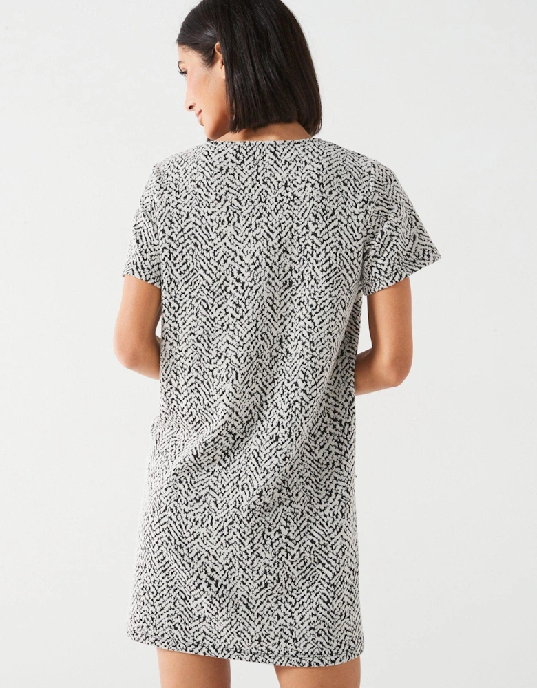 Textured Shift Dress - Print