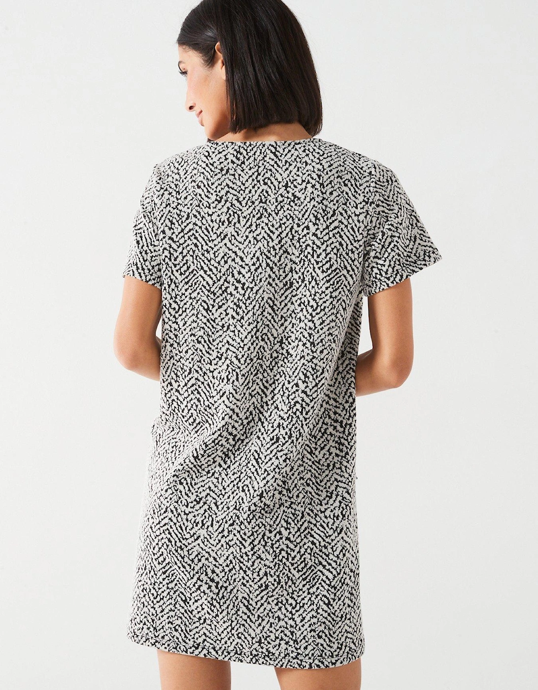 Textured Shift Dress - Print
