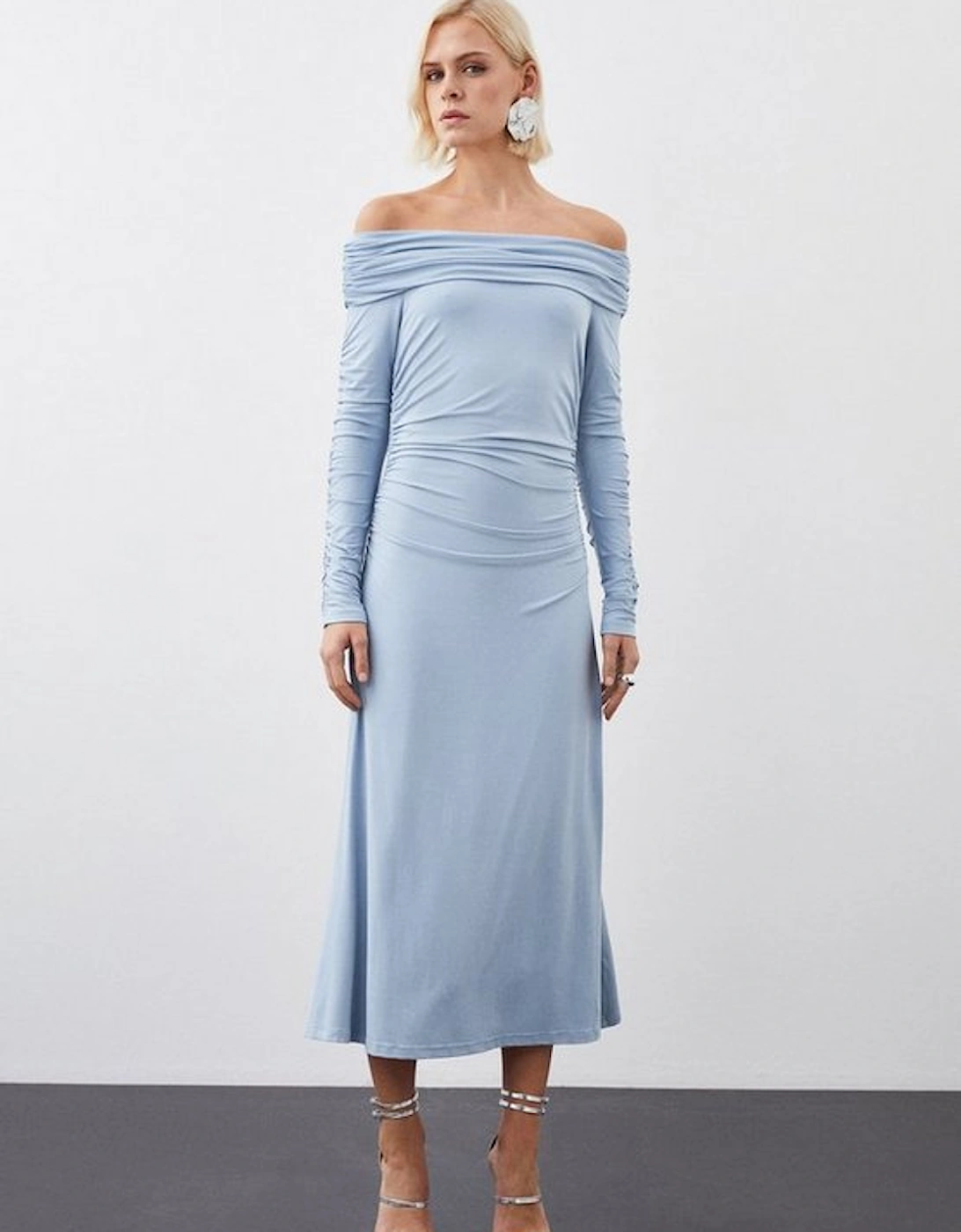 Soft Touch Slinky Jersey Bardot Midi Dress, 5 of 4