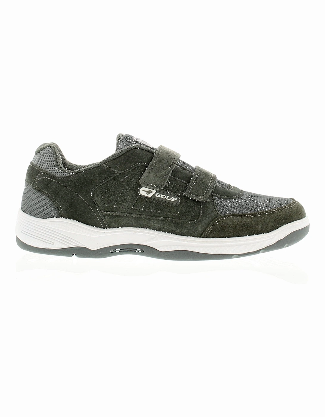 Mens Trainers Belmont Suede Wide Fit Touch Fastening charcoal UK Size