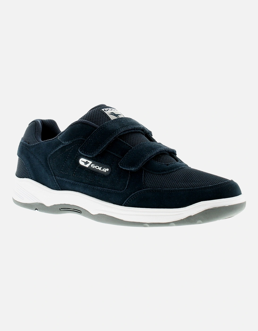Mens Trainers Belmont Suede Wide Fit Touch Fastening navy UK Size, 6 of 5