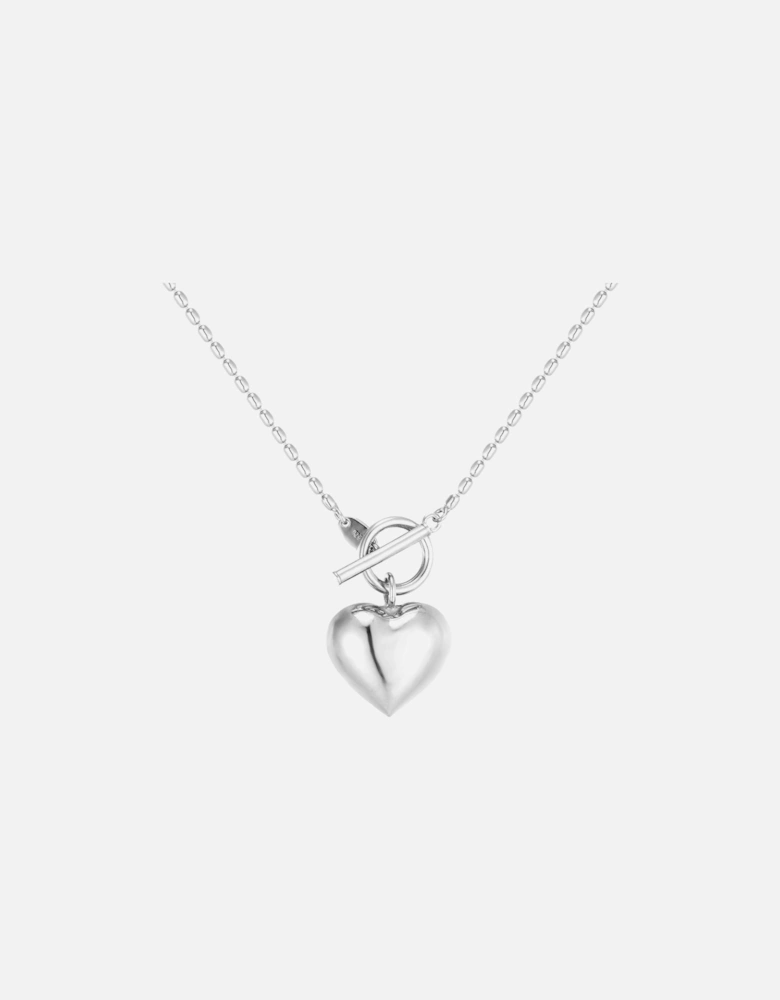 Beaded Heart Charm T-bar Necklace