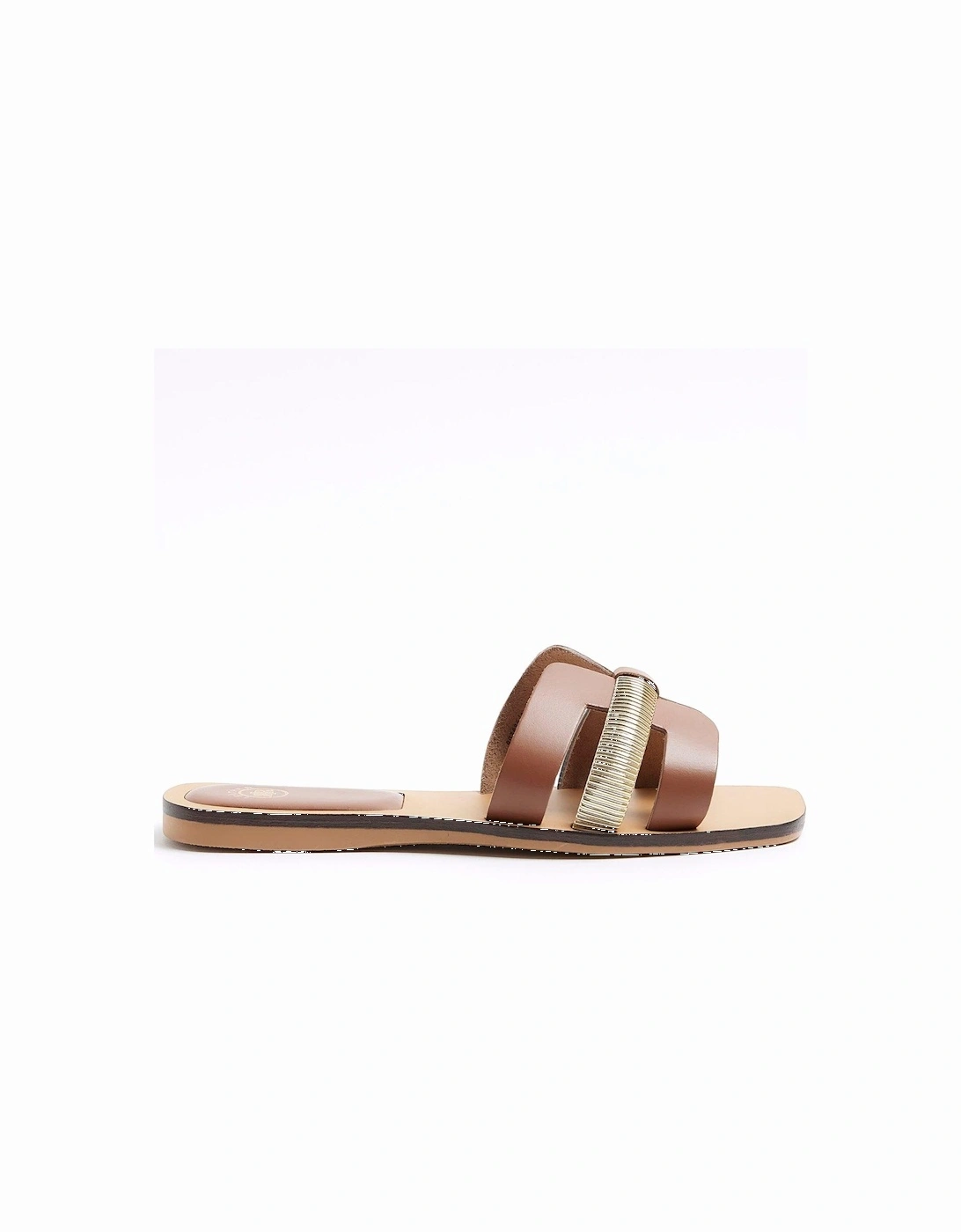 Wide Fit Cut Out Leather Sandal - Light Brown, 2 of 1