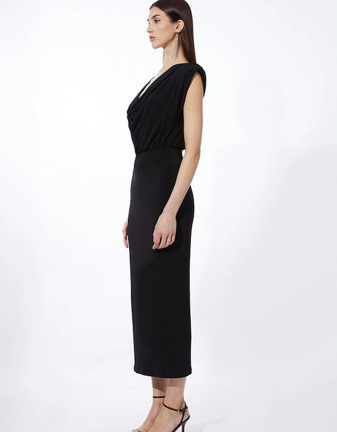 Cowl Neck Jersey Maxi Dress