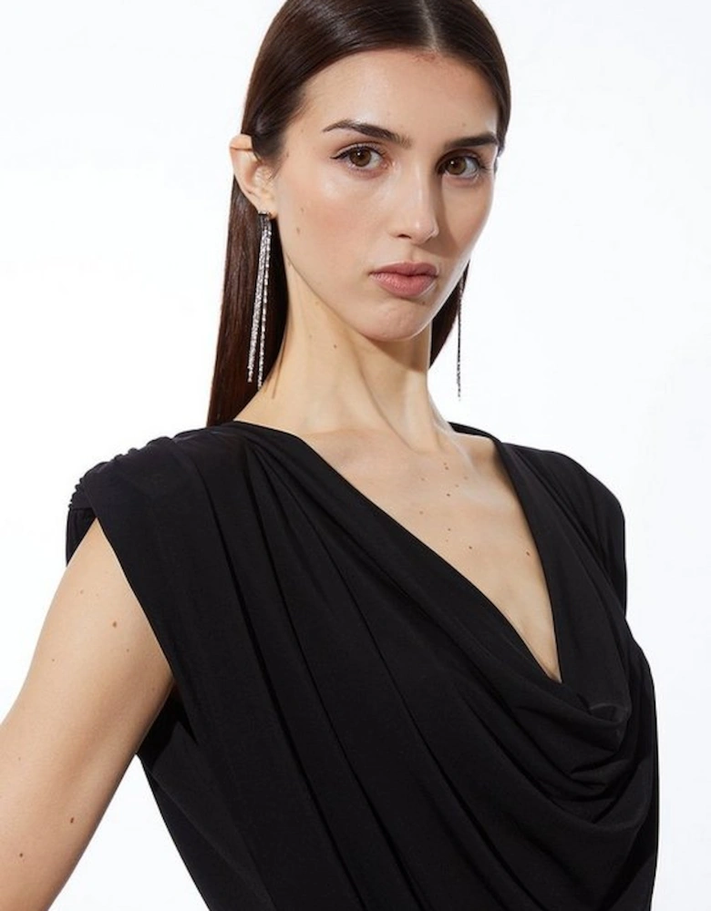 Cowl Neck Jersey Maxi Dress