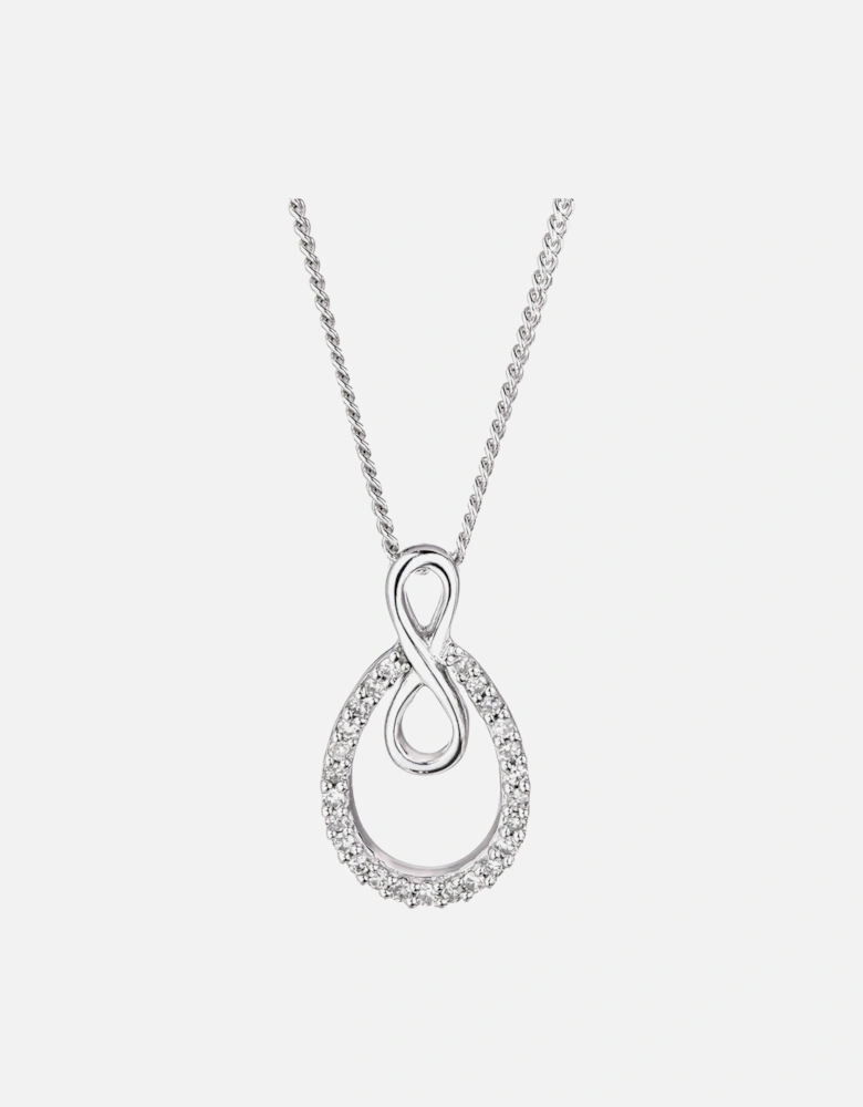 Sterling Silver 10pt Diamond Infinity Pendant Necklace
