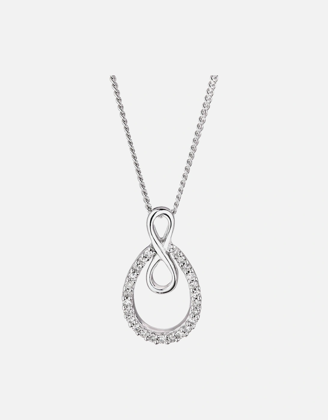Sterling Silver 10pt Diamond Infinity Pendant Necklace, 2 of 1