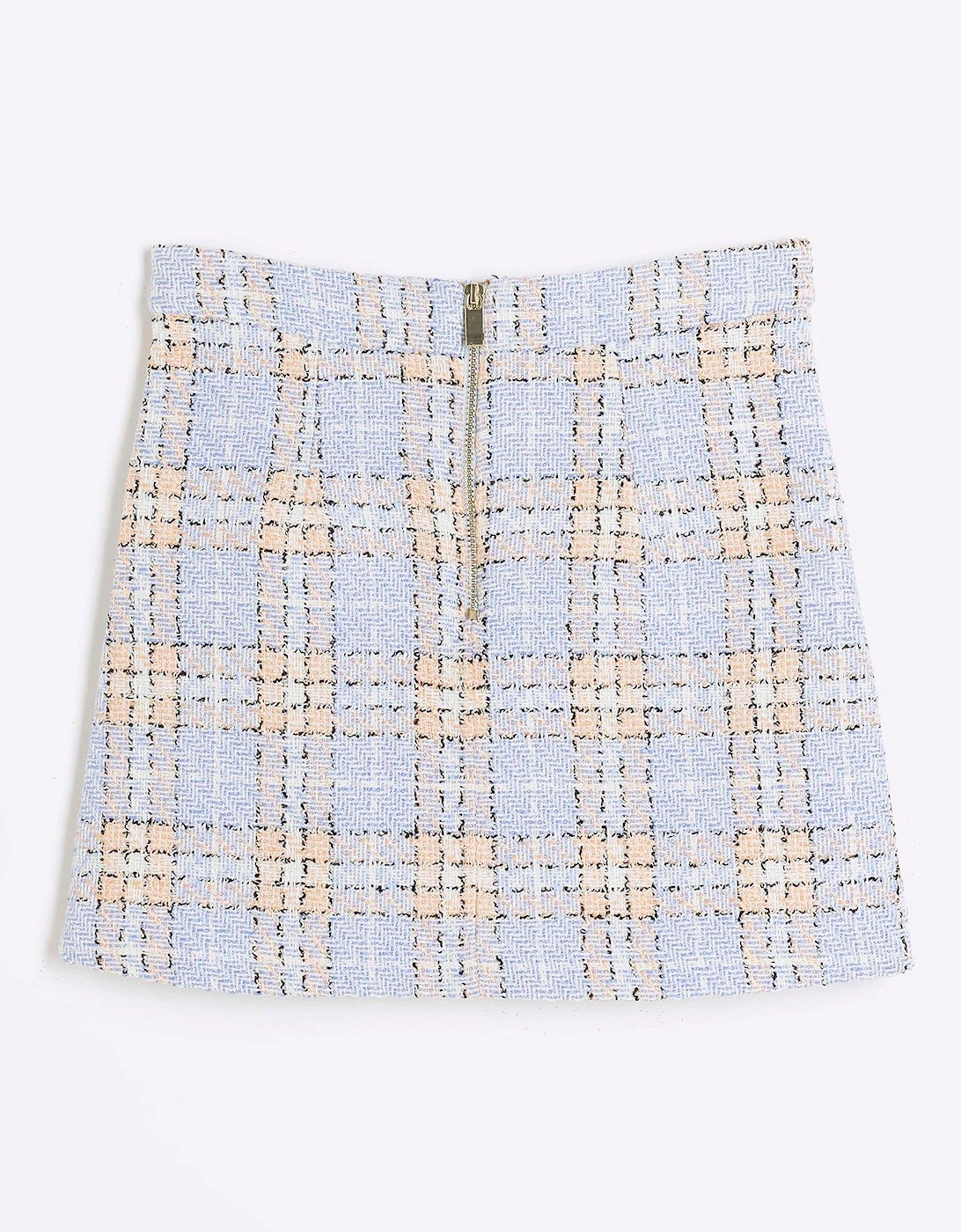 Girls Check Boucle Skirt - Blue